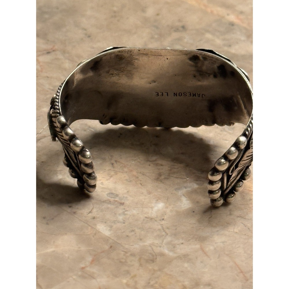 VTG JAMESON LEE NAVAJO ~52 GRAMS ~ 925 STERLING SILVER & TURQUOISE CUFF BRACELET - Picture 6 of 8